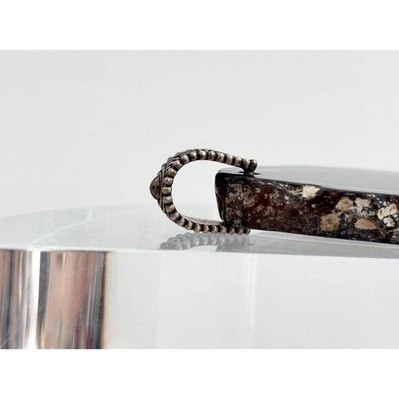 Brown & White Banded Sliced Agate Geode Crystal Silver Toned Vintage Pendant - Picture 12 of 16